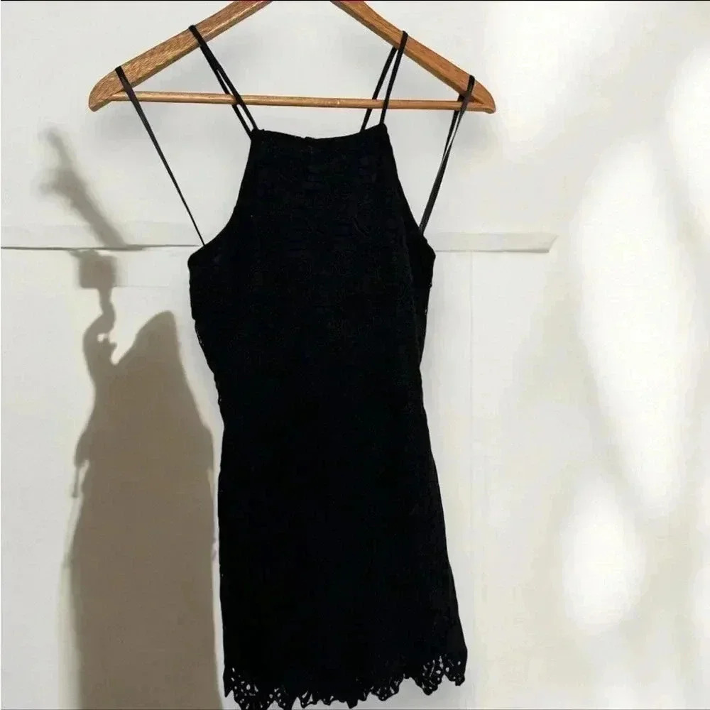 NWT JOA BLACK EYELET LACE ROMPER  XS